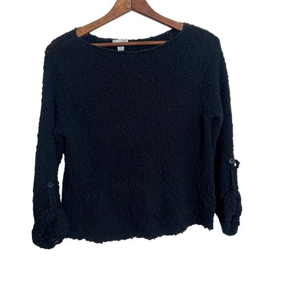 J. Jill Boat Neck Roll Tab Long Sleeve Knit Cotton Pullover Sweater Navy Sz XS - Picture 1 of 8